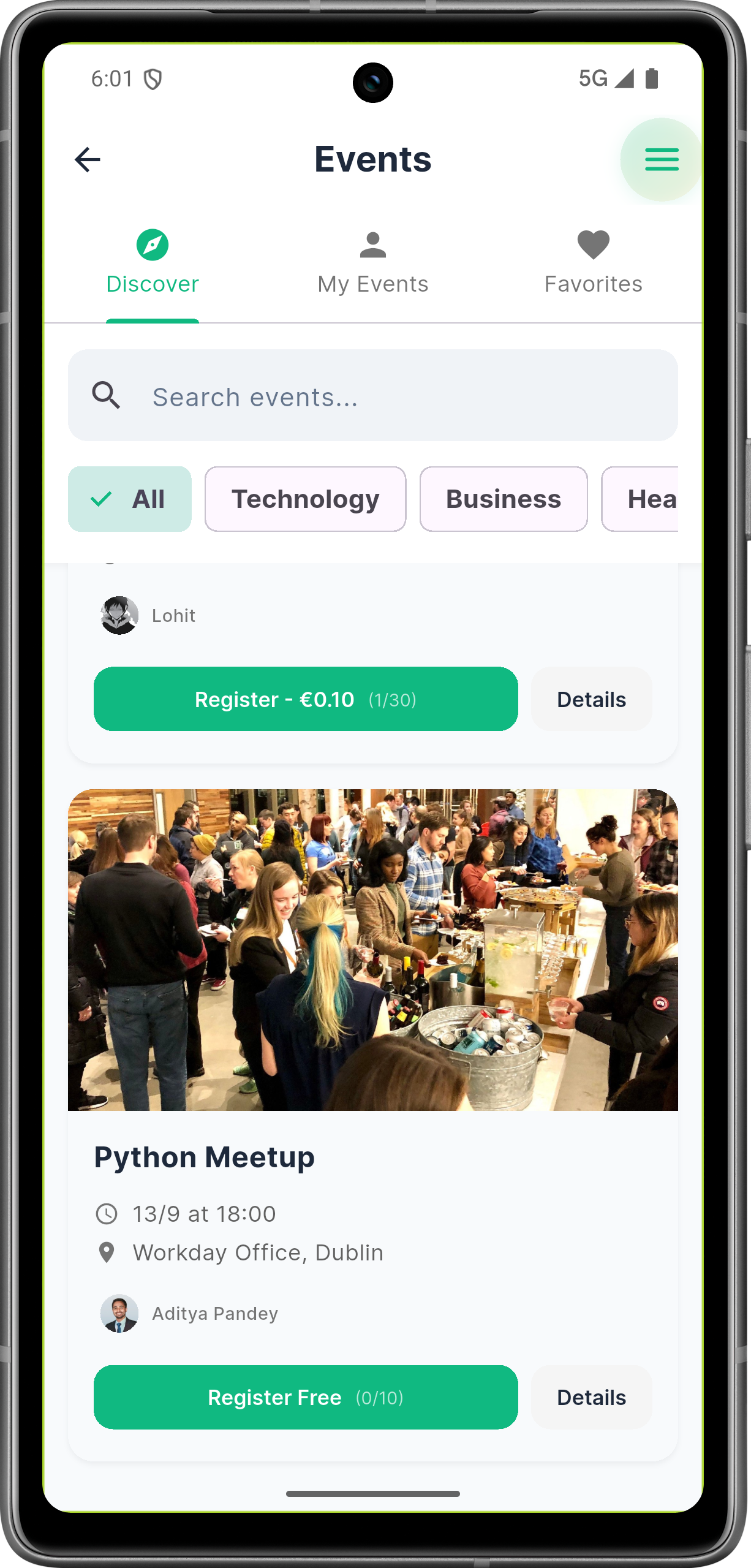 Events Page